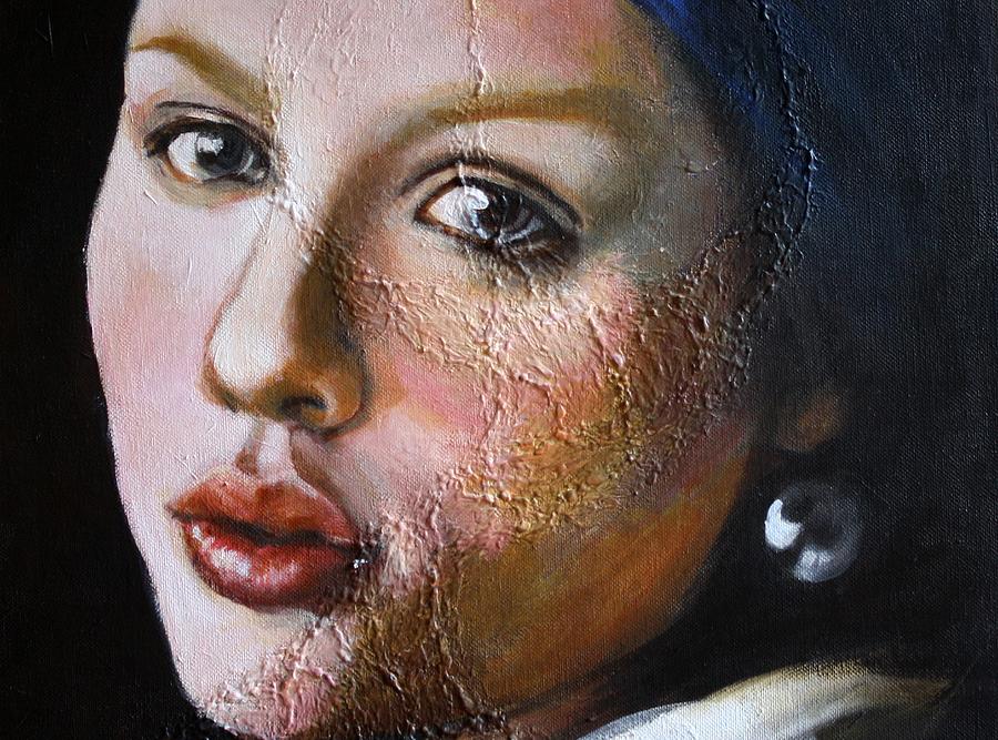 Jan Vermeer Painting - Ode to Vermeer-Girl with a Pearl Earing by Ted Castor