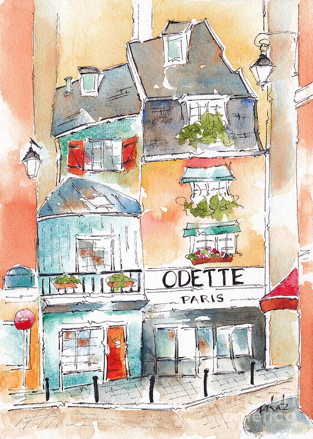 Odette On Rue Galande Paris Painting by Pat Katz