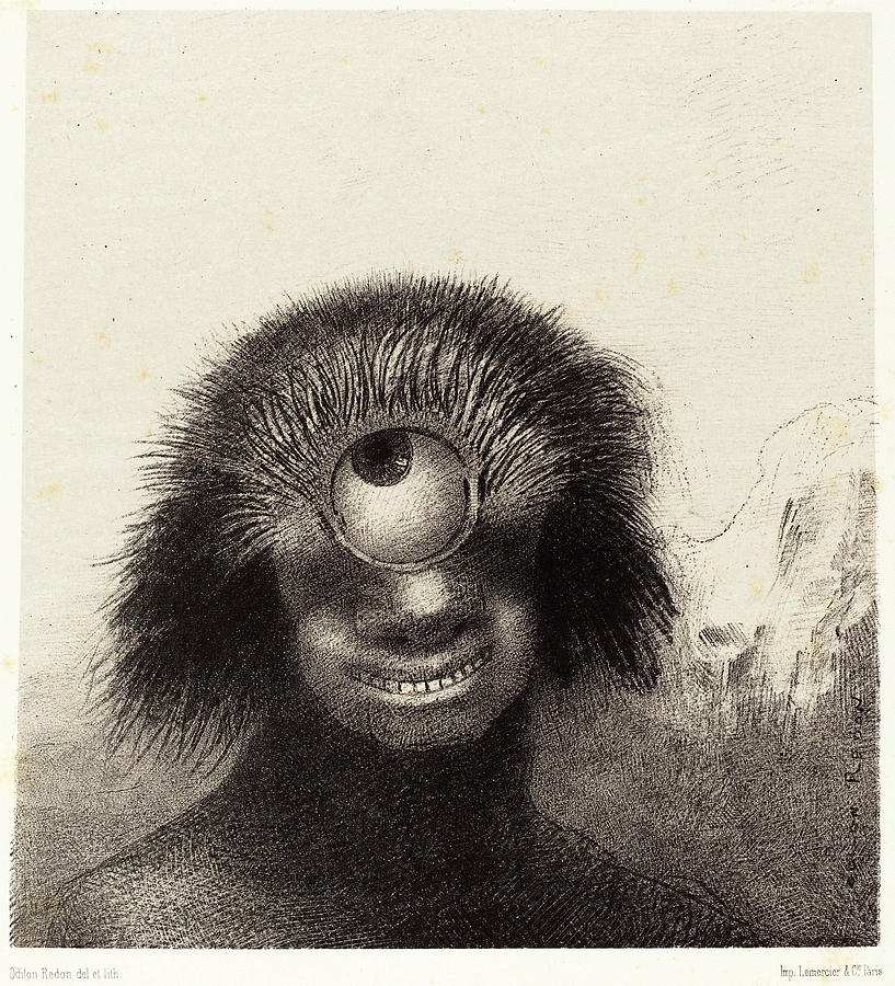 Odilon Redon Drawing - Odilon Redon French, 1840 - 1916, Le Polype Difforme by Quint Lox