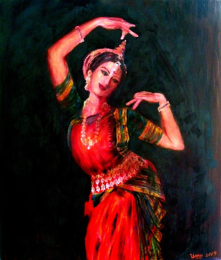 Odissi Dancer Painting by Uma Krishnamoorthy