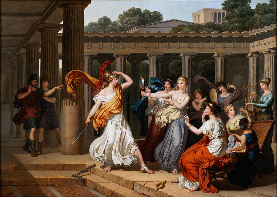 Odysseus recognises Achilles amongst the daughters of Lycomedes Painting by Louis Gauffier
