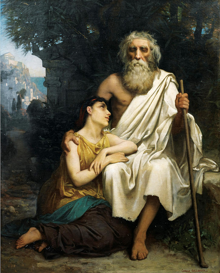 Oedipus and Antigone Painting by Camille-Felix Bellanger