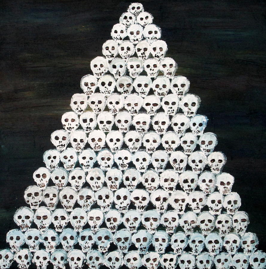 Of Skulls Pyramid Painting by Fabrizio Cassetta