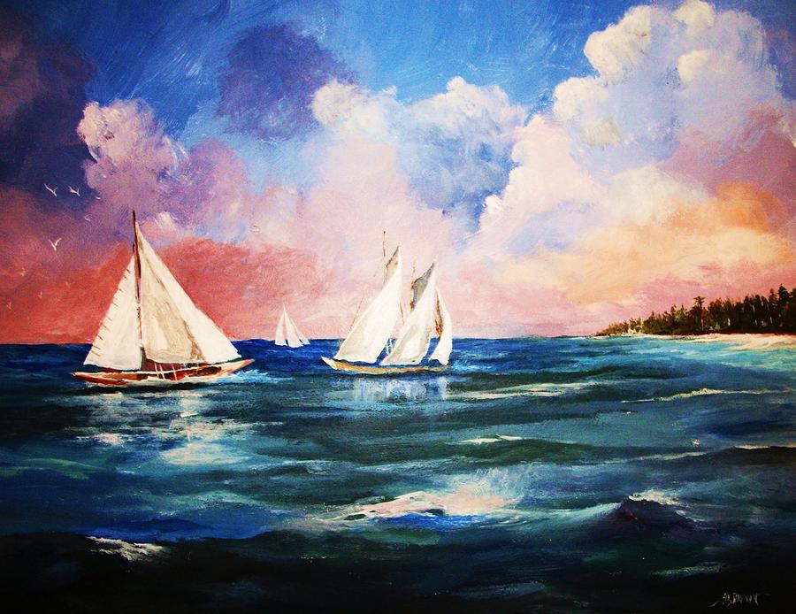 Off Shore Sails Painting by Al Brown