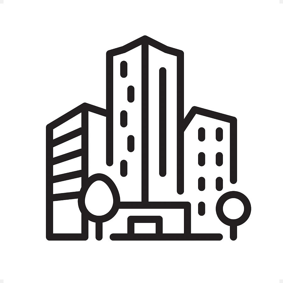 Office Building - Outline Icon - Pixel Perfect Drawing by Lushik
