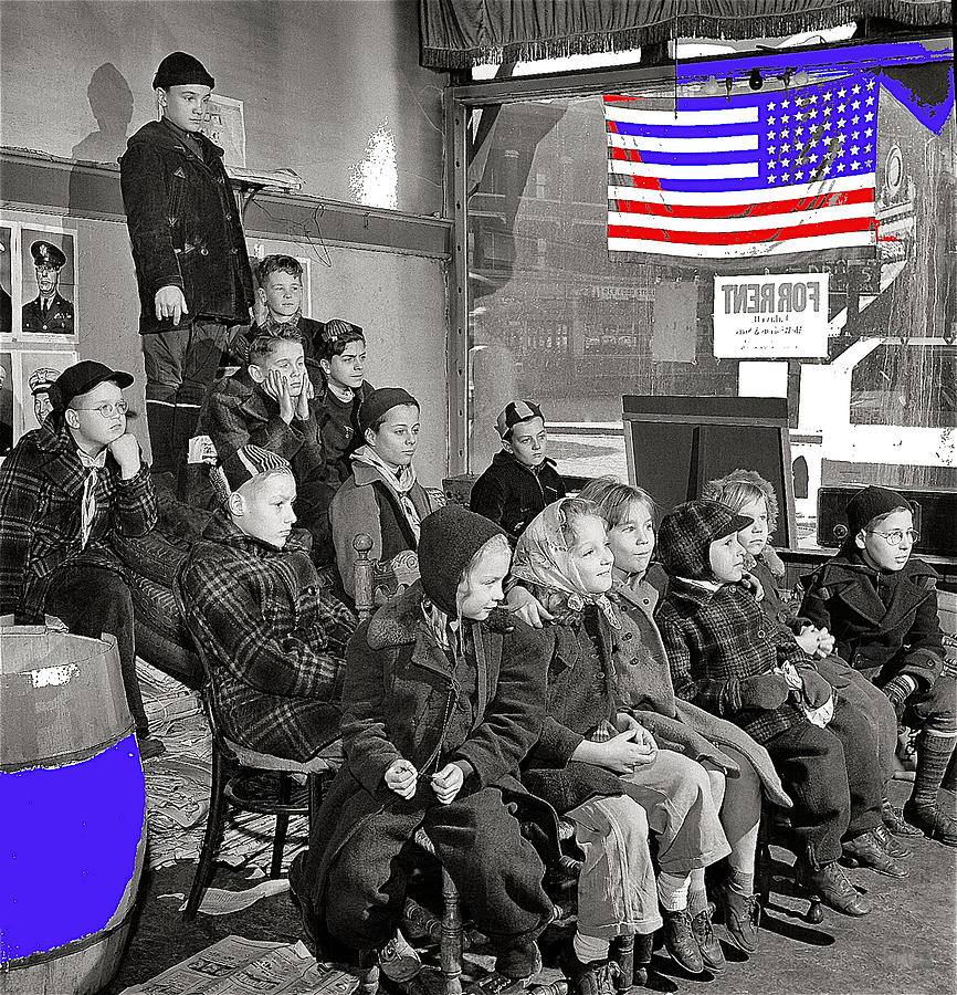 Office of Civilian Defense children getting a pep talk  Chicago Illinois November 1942-2014 Photograph by David Lee Guss