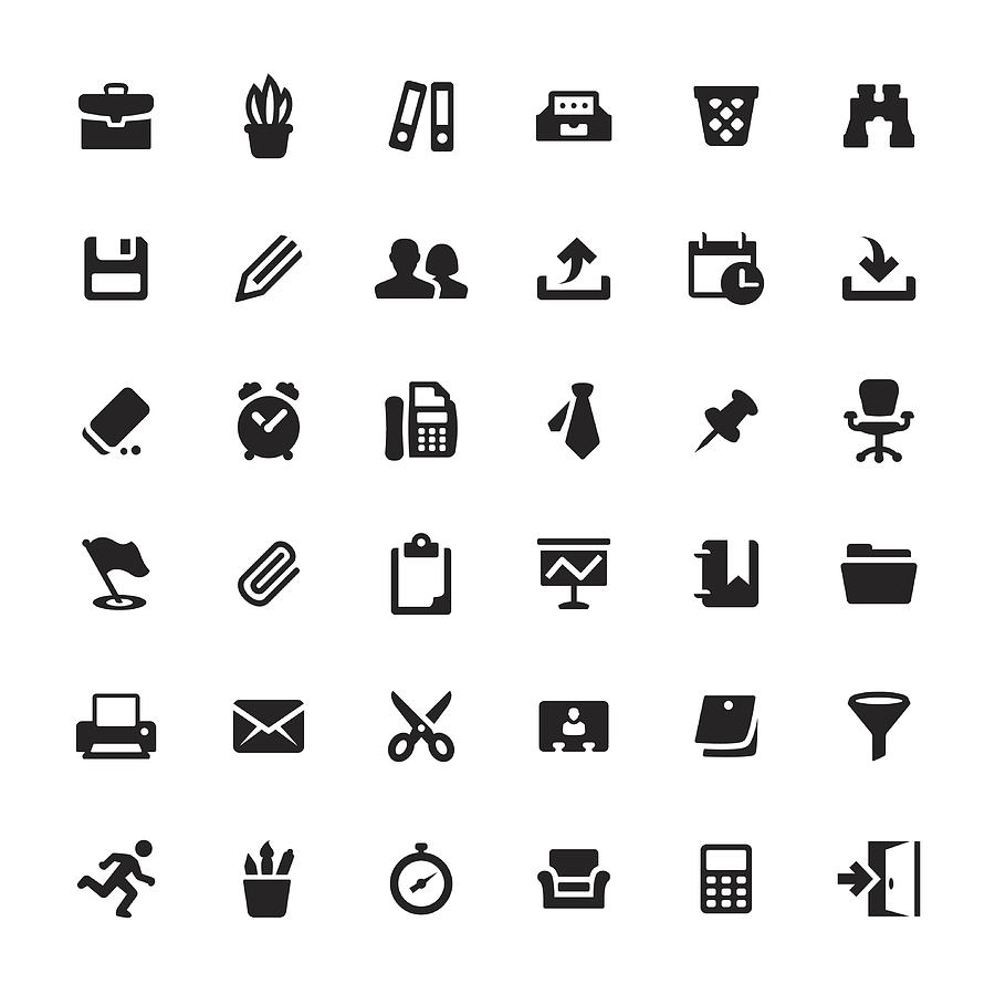 Office Supply and Paperwork vector symbols and icons Drawing by Lushik