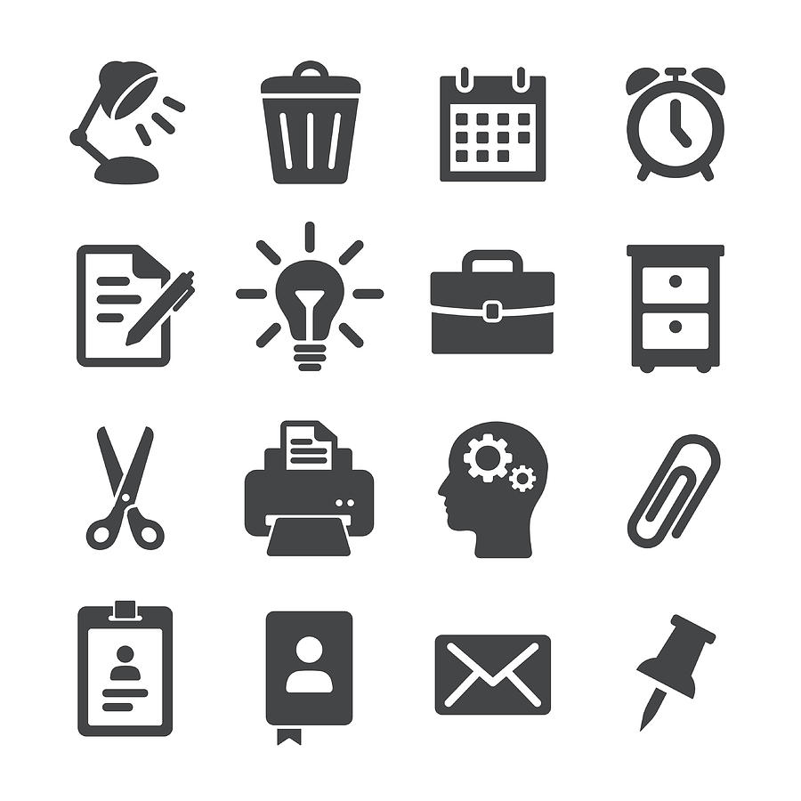 Office Work Icons - Acme Series Drawing by -victor-