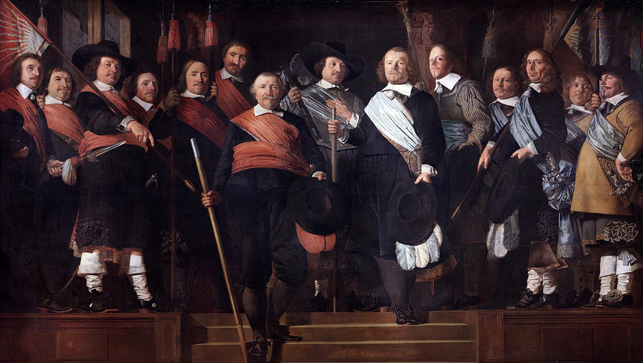 Officers and Standard-Bearers of the Old Civic Guard Painting by Caesar van Everdingen