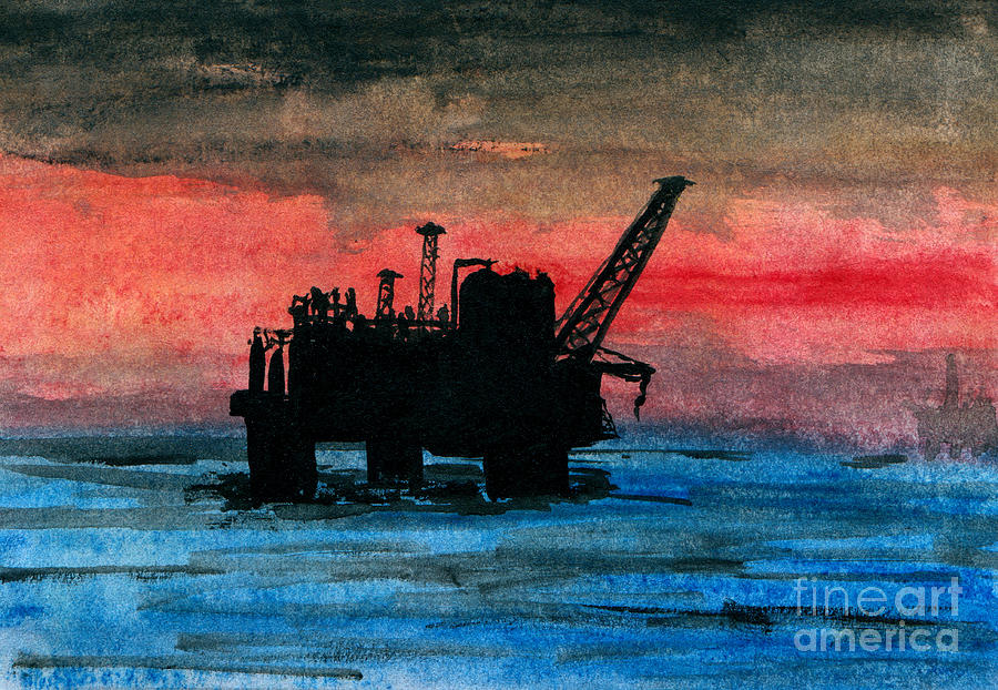 Offshore Oil Painting by R Kyllo