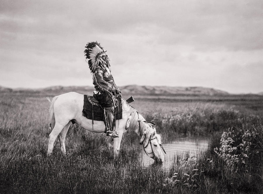 Edward Sheriff Curtis Photograph - Oglala Indian Man circa 1905 by Aged Pixel