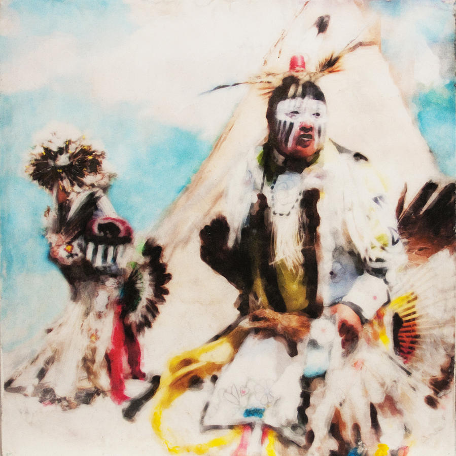 Native Mixed Media - Oglala Lakota Dancers by Tammy Berk