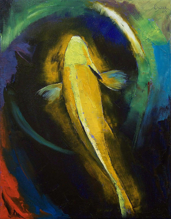 Ogon Koi and Water Ripple Painting by Michael Creese