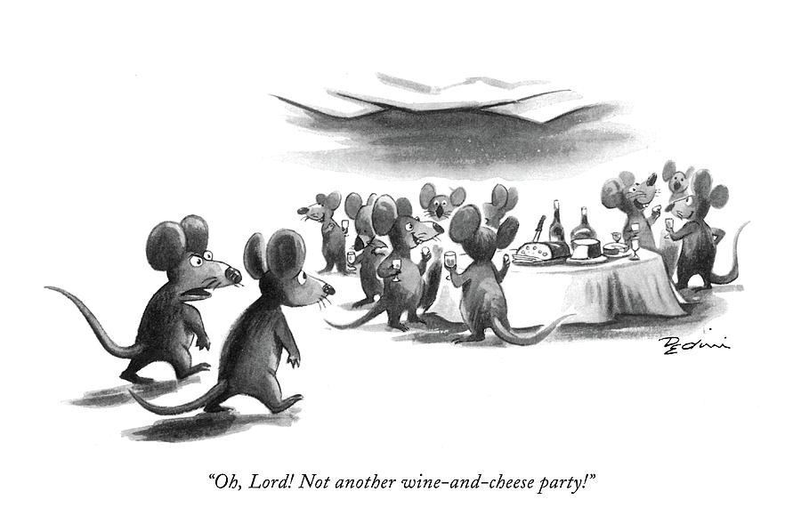 Animal Drawing - Oh, Lord! Not Another Wine-and-cheese Party! by Eldon Dedini