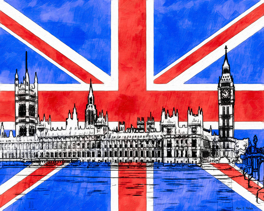 Oh So British - Union Jack And Westminster Digital Art by Mark E Tisdale