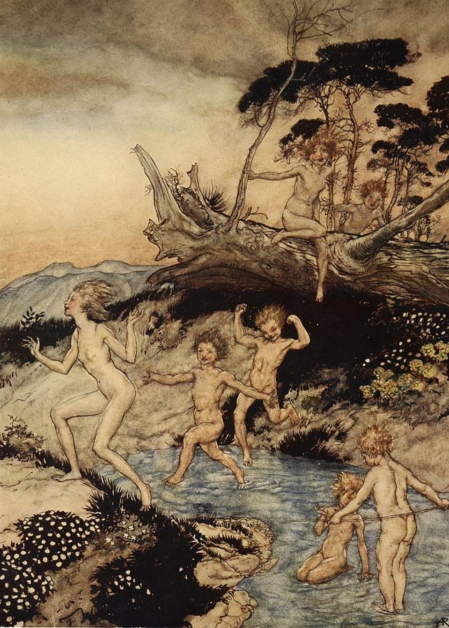 Oh What A Good Time Was That Painting by Arthur Rackham