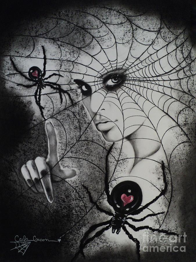 Spider Drawing - Oh What Tangled Webs We Weave by Carla Carson