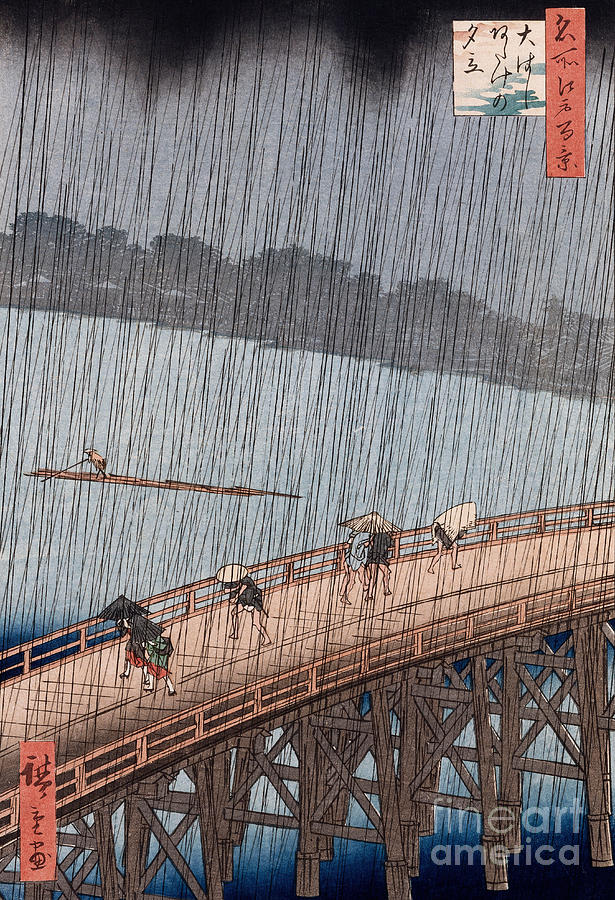 Ohashi Sudden Shower at Atake Painting by Ando Hiroshige