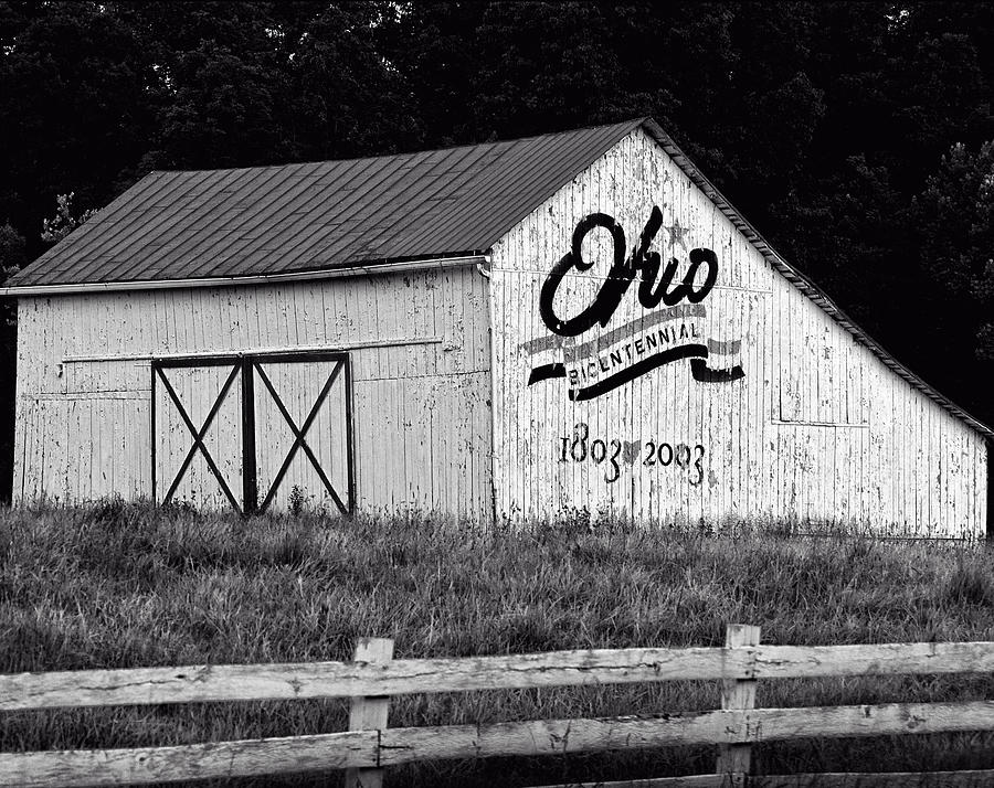 Black And White Photograph - Ohio bicentennial barn #1 by Flees Photos