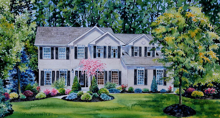 Ohio Home Portrait Painting by Hanne Lore Koehler