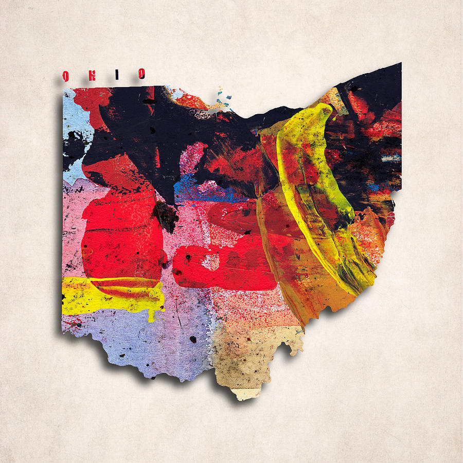 Ohio Map Digital Art - Ohio Map Art - Painted Map of Ohio by World Art Prints And Designs