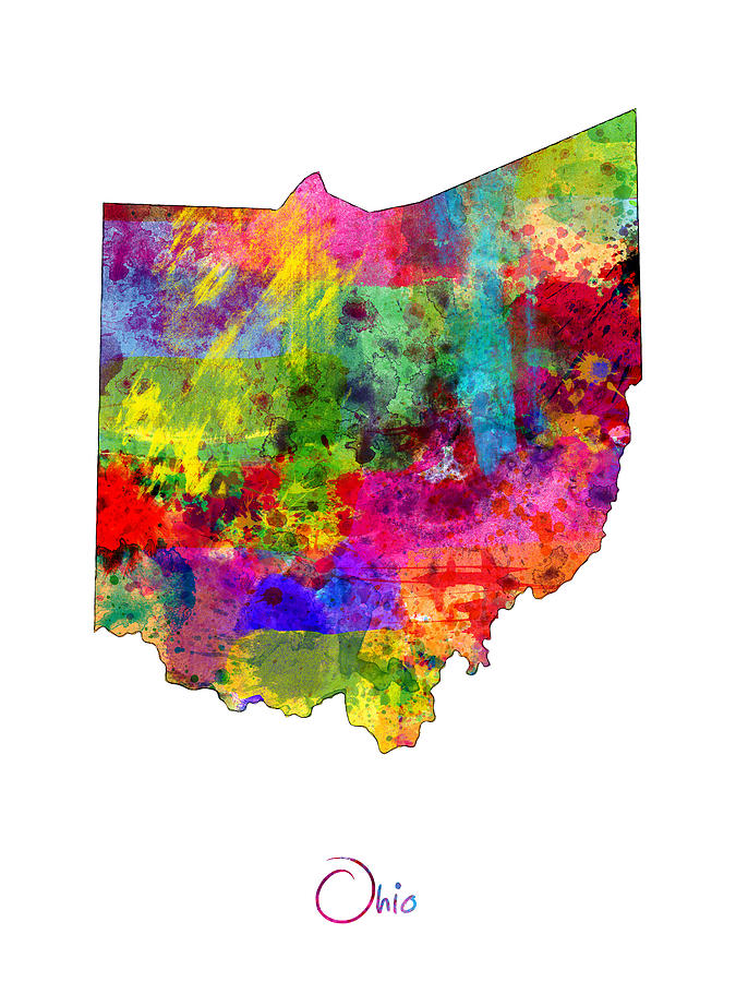 Columbus Digital Art - Ohio Map by Michael Tompsett