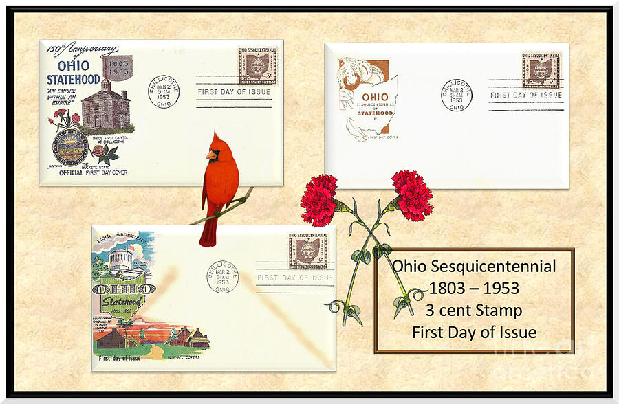 Ohio Sesquicentennial First Day Covers Digital Art by Charles Robinson