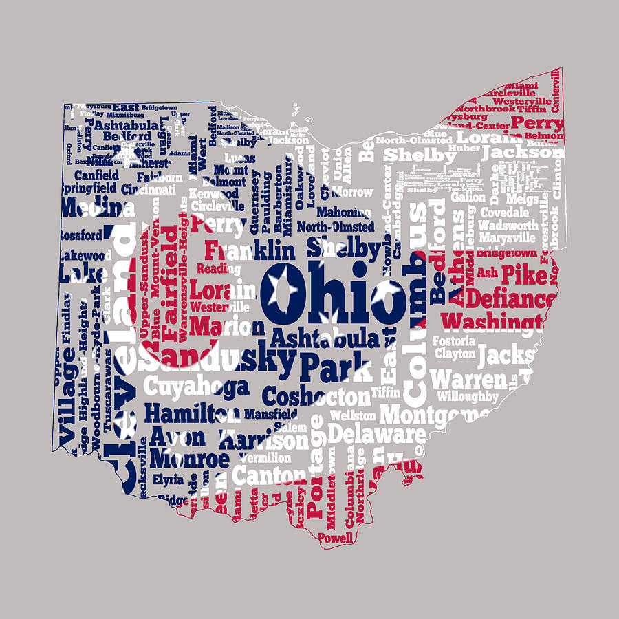 Ohio State Flag Word Cloud Digital Art by Brian Reaves