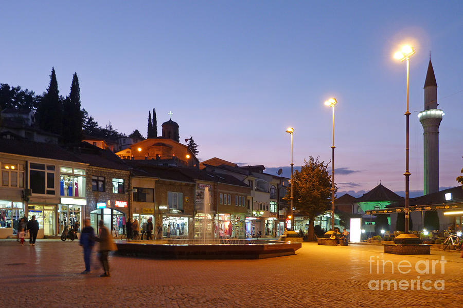 Ohrid town at dusk Photograph by Phil Banks