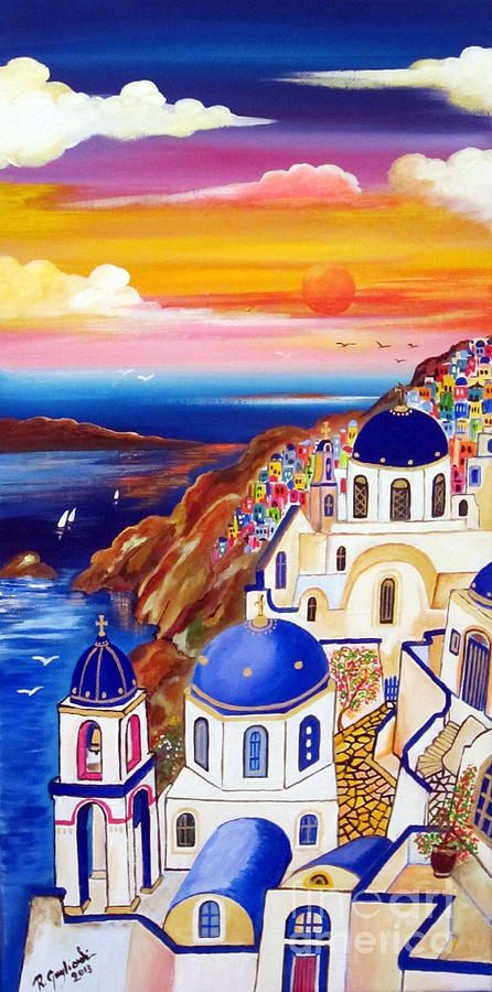 Oia Santorini Greece Painting by Roberto Gagliardi