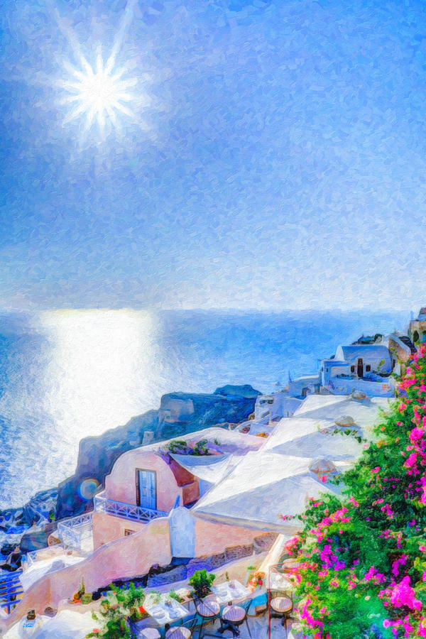 Oia Santorini Grk4178 Painting by Dean Wittle
