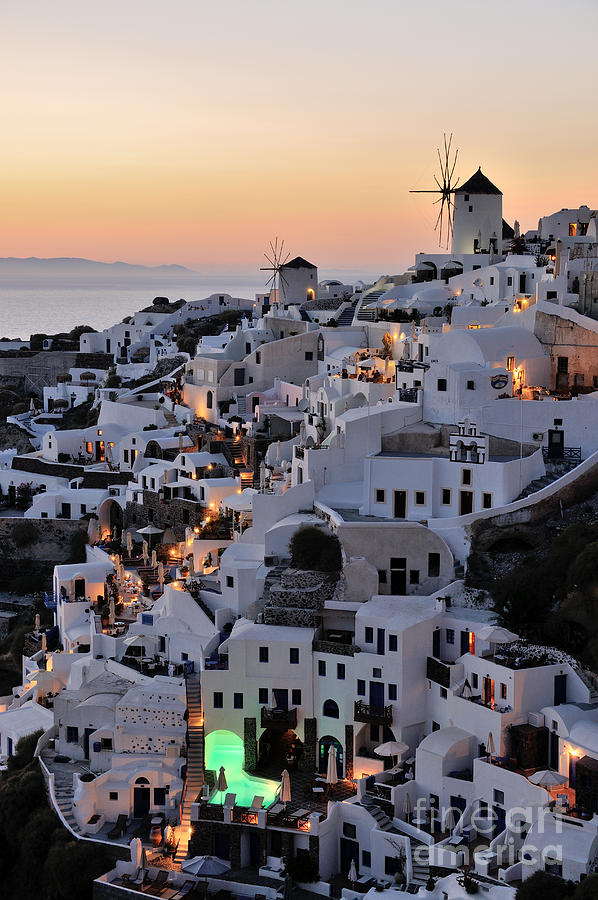 Oia town during sunset Photograph by George Atsametakis