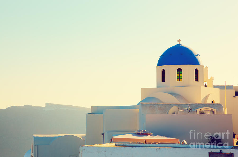 Greek Photograph - Oia town on Santorini Greece at sunset by Michal Bednarek