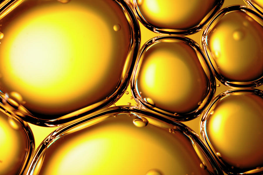 Oil & Water - Abstract Gold Yellow Photograph by Thomasvogel