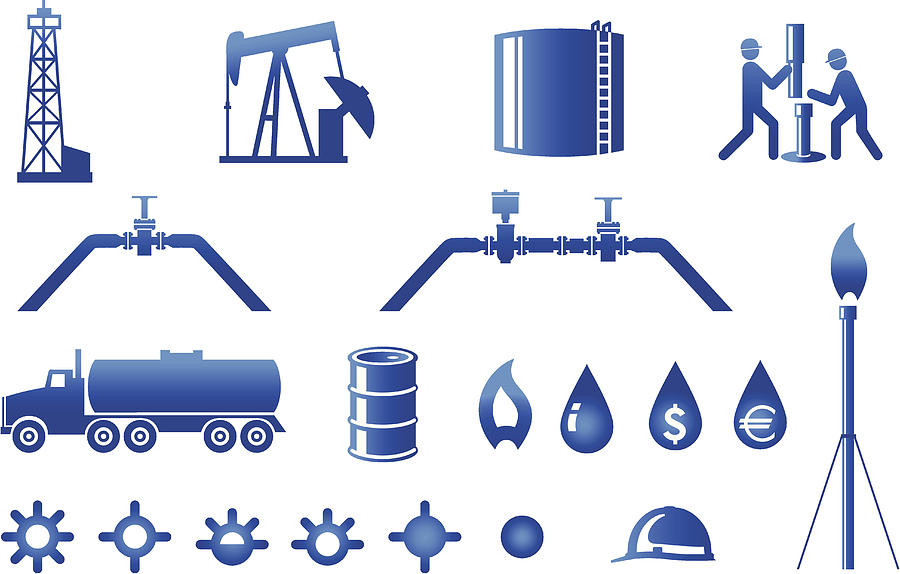 Oil and Gas Industry icons Drawing by Nashrambler