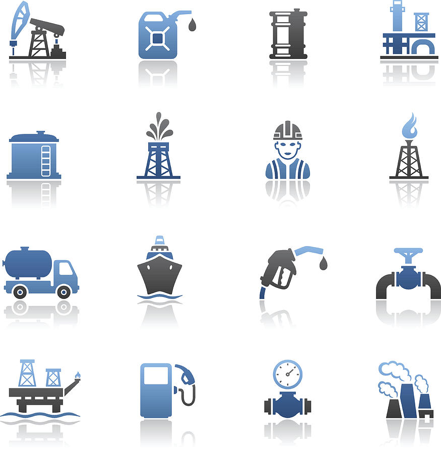 Oil and Petrol Industry Icon Set Drawing by AlonzoDesign