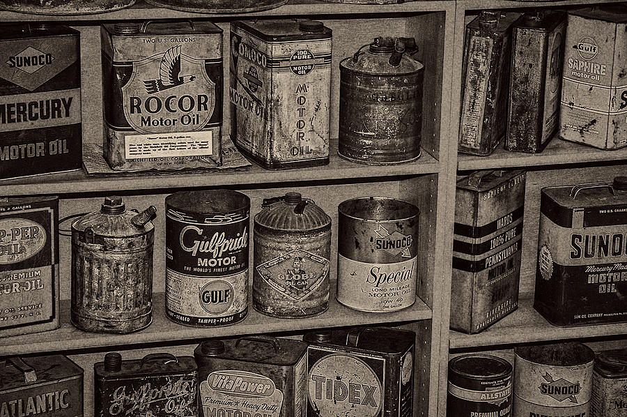 Oil Cans Automotive Antiques Photograph