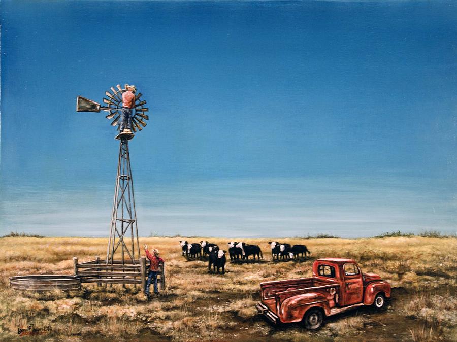 Oil Change Painting by Laurie Tietjen
