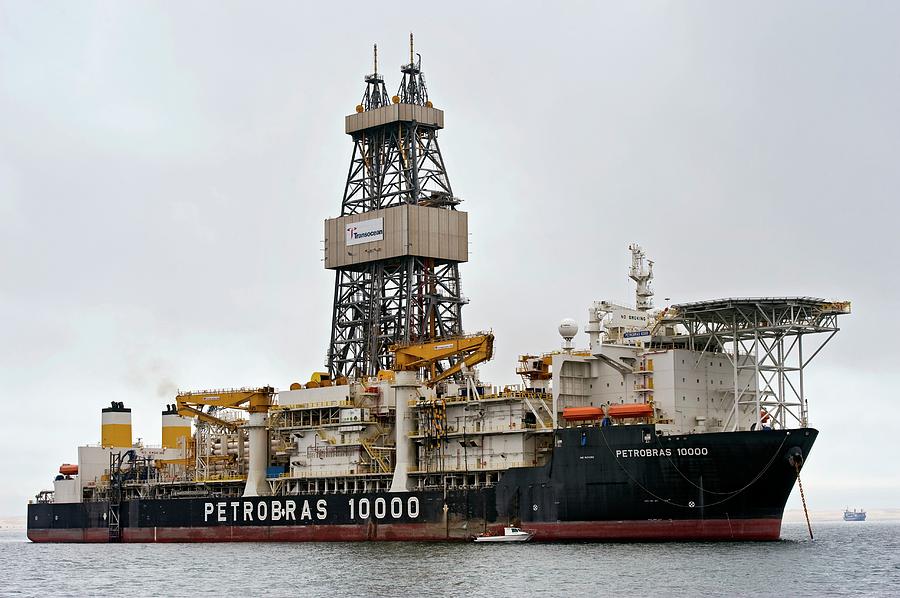 Boat Photograph - Oil Drilling Ship by Tony Camacho/science Photo Library