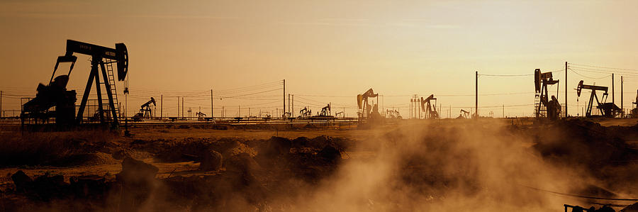 Oil Drills In A Field, Maricopa, Kern Photograph by Panoramic Images