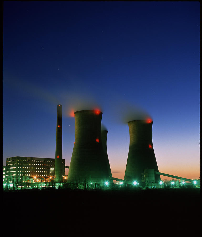 Oil-fired Power Station At Night Photograph by Martin Bond/science ...