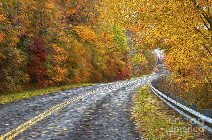 Country Road Photograph - Oil Painted Country Road by Brian Mollenkopf