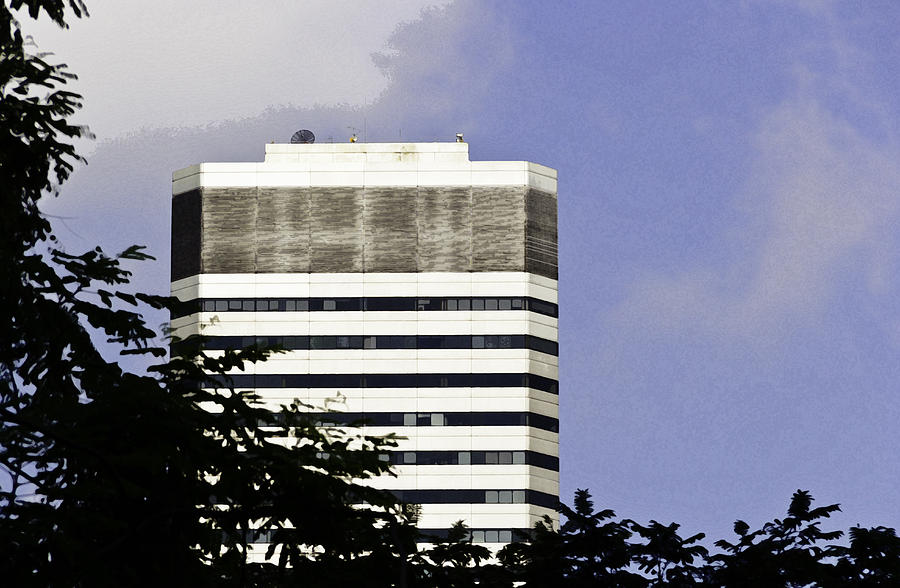 Oil Painting - A high rise building in Singapore behind trees Digital ...