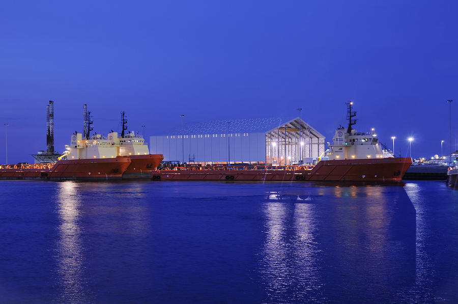 Oil Port at Night Photograph by Bradford Martin