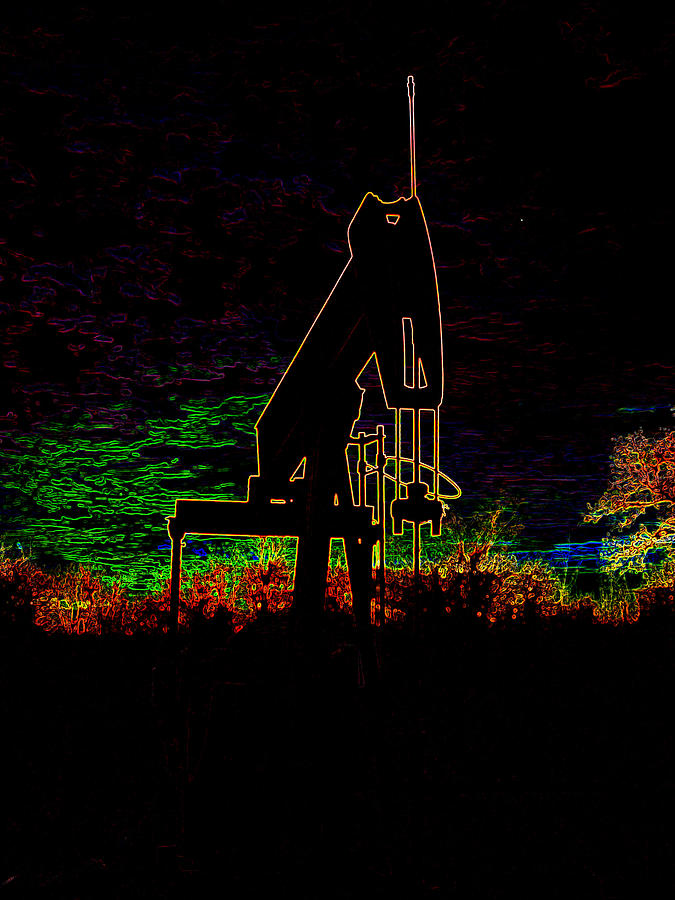 Oil Pump in Neon Digital Art by James Granberry