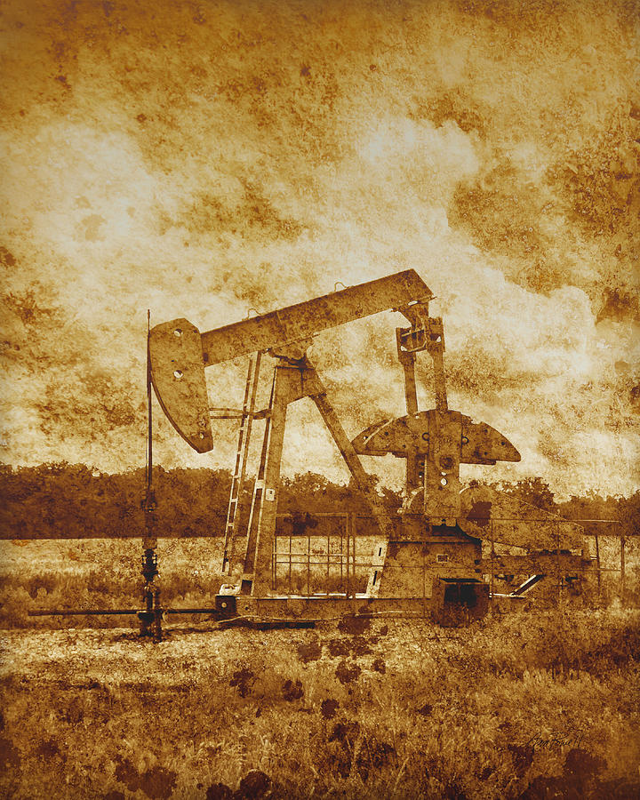 Oil Pump Jack in Sepia Two Photograph by Ann Powell