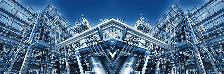 Oil Refinery Panoramic Mirror Image Photograph by Christian Lagereek
