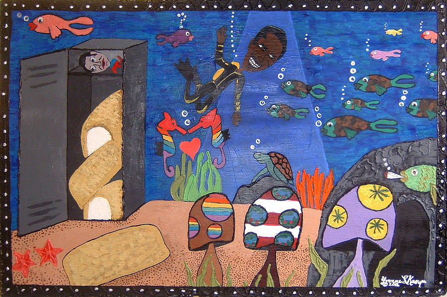 Fish Painting - Oil Spill of America by Yvonne  Kroupa 