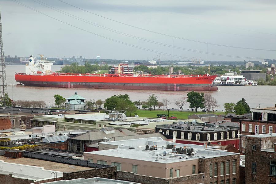 Oil Tanker On The Mississippi River Photograph by Jim West