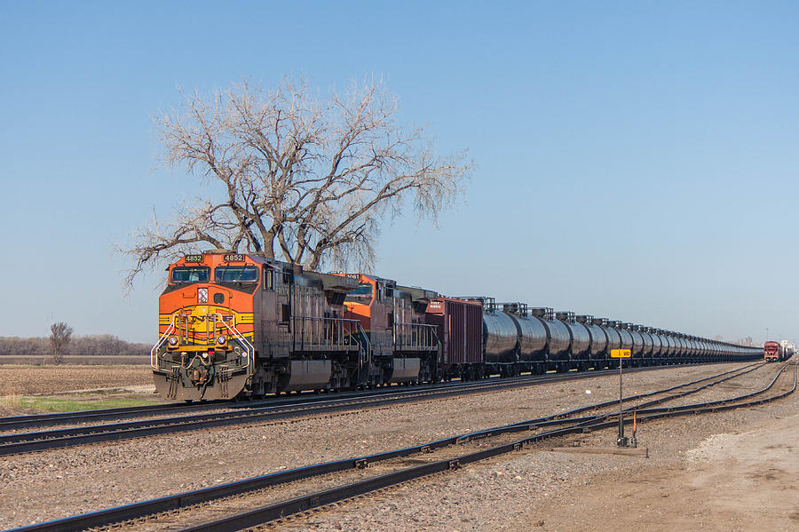 Train Photograph - BNSF Oil Train in Dilworth Minnesota by Steve Boyko